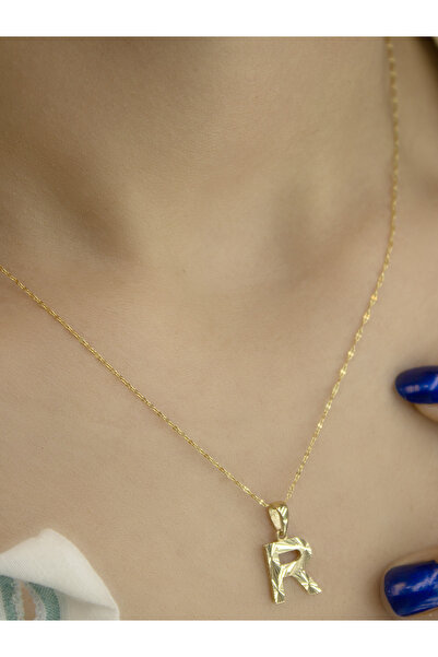 Zeynepli gold & jewelry 14 Ayar Altın Küçük Füzyon R Harfli Kolye