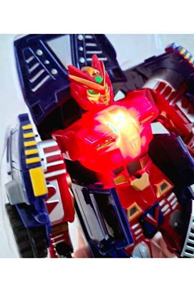 Vardem Oyuncak Transformers Tarzı Arabaya Dönüşen Sesli ve Işıklı Robot 22cm Dönüşüm Robot Oyuncak