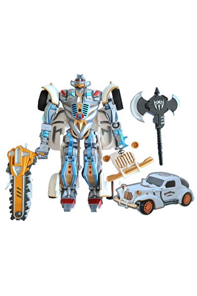Vardem Oyuncak Transformers Tarzı Arabaya Dönüşen Sesli ve Işıklı Robot 19cm Dönüşüm Robot Oyuncak
