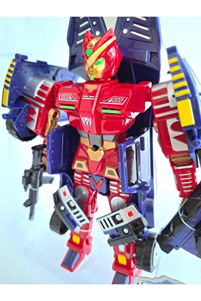 Vardem Oyuncak Transformers Tarzı Arabaya Dönüşen Sesli ve Işıklı Robot 22cm Dönüşüm Robot Oyuncak