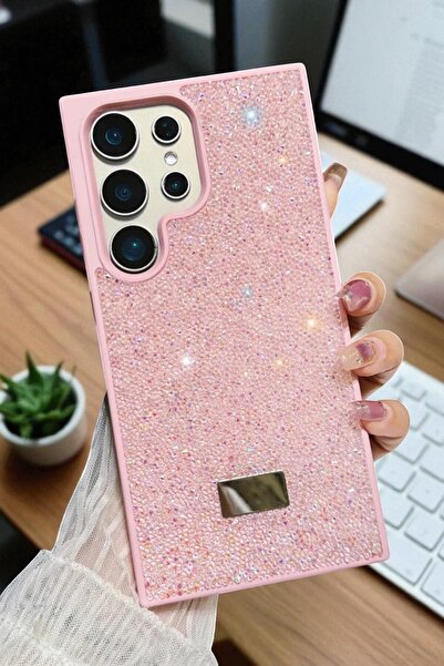 KVK PRİVACY Samsung S25 Ultra Uyumlu – Elmas Tasarımlı, Pembe Taşlı, Işıltılı...