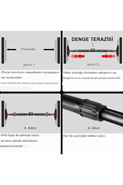 Reidan Yeni Nesil 72-95cm Koridor Kapı Barfiksi Barfix Aleti Çubuğu Çekme Barı Demiri Bar BARFİX