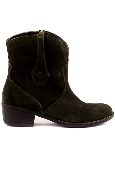 SailLakers - Γυναικείες μπότες με φερμουάρ χακί σουέντ 105-2598-VENUS