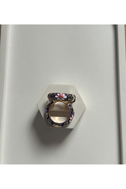 Vink Cu Bohem Çiçek Mineli Mor Halka Küpe