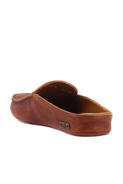 SailLakers - Ανδρικές παντόφλες σπιτιού με δερμάτινη στάμπα Tan 110-547-X