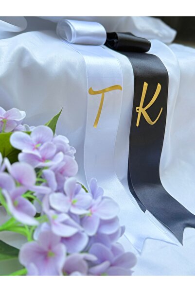 lotusatölye Gelin Damat Takı Kurdelesi Siyah- Beyaz - kişiye özel