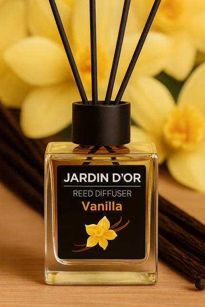 JARDIN D'OR PREMIUM Vanilla Reed Diffuser 100 ml Vanilya Çubuklu Oda Kokusu 8681529301476