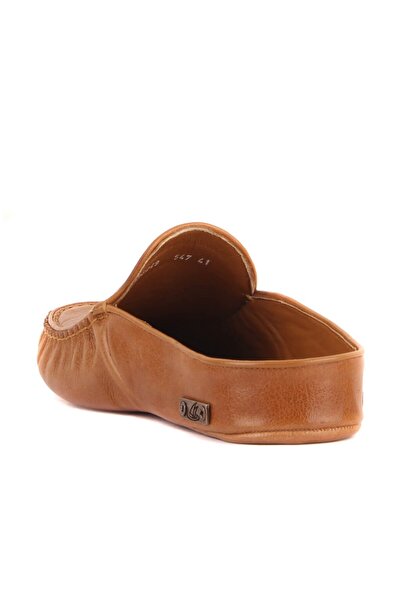 SailLakers - Ανδρικές παντόφλες σπιτιού από δέρμα σε ανοιχτό χρώμα ταμαγιάς 110-547-X