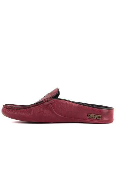 SailLakers - Δερμάτινες γυναικείες παντόφλες σπιτιού μπορντό 109-557-X