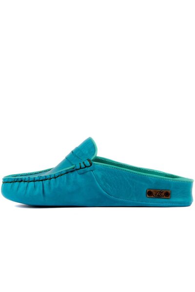 SailLakers - Πράσινες δερμάτινες γυναικείες παντόφλες σπιτιών 109-557-X