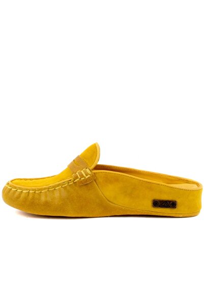 SailLakers - Γυναικείες παντόφλες σπιτιού από κίτρινο σουέτ 109-560-B