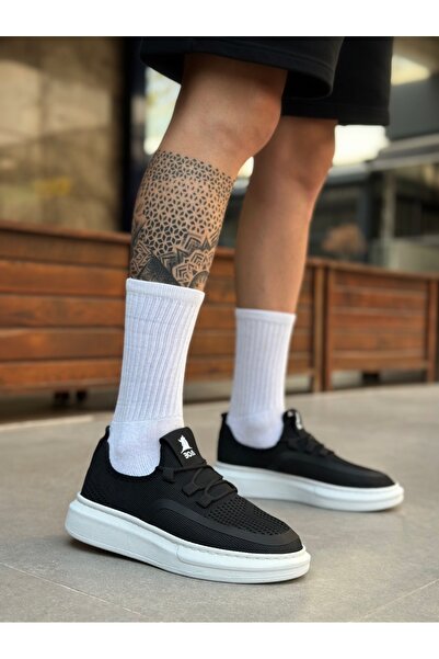 BOA BA0375 Özel Örme Triko Tarz Siyah Renk Spor Ayakkabı