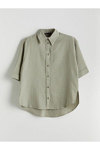 LC Waikiki New Season Oversize Textured Women's Shirt - S5Kv78Z8