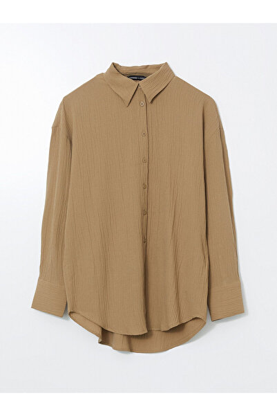 LC Waikiki Νέα σεζόν υφή Oversize γυναικείο πουκάμισο - S5JS16Z8