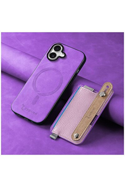 Zebana Apple iPhone 16 Plus Uyumlu Kılıf M-safe 2in1 Kartlıklı Best Deri Kılı...