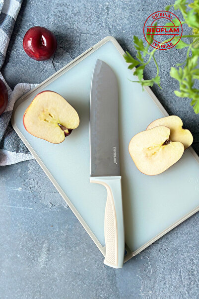 NEOFLAM Fika Microban Santoku Bıçak 18 Cm, Bej
