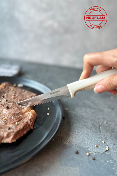 NEOFLAM Fika Tırtıklı Steak Bıçağı,11 Cm Bej