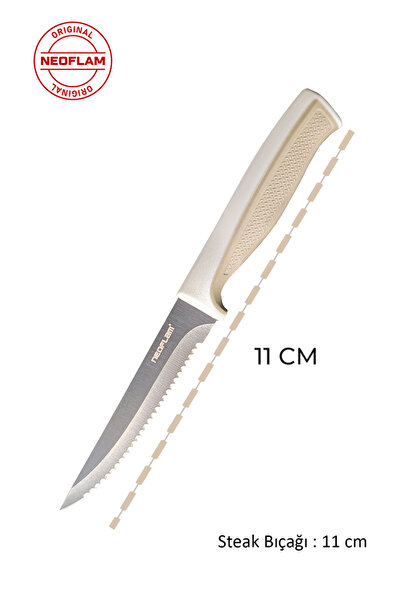 NEOFLAM Fika Tırtıklı Steak Bıçağı,11 Cm Bej