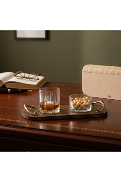 MicroWood Viski Seti - Bardak, Kase, İsme Özel Tepsi, Viski Taşı