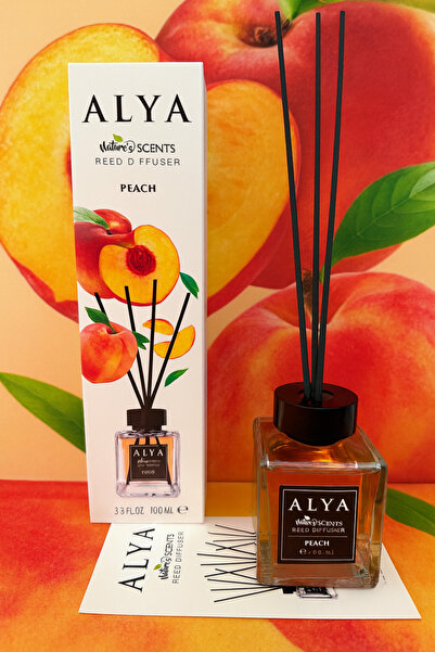 ALYA Odorizant de Cameră PEACH – | Reed Diffuser cu Bețișoare din Ratan – 100 ml