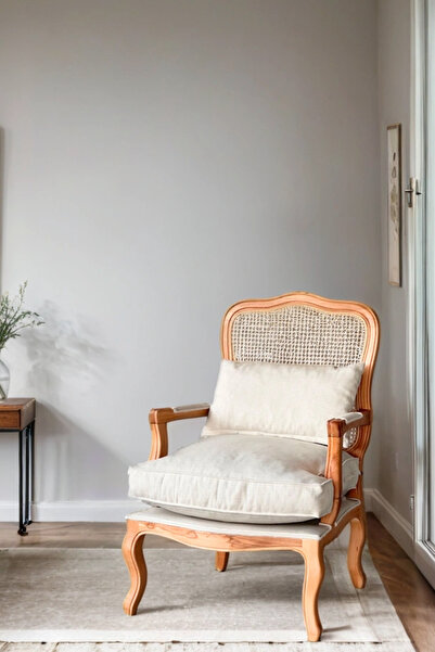 Woodenbend Orlando Natural Hazeranlı Berjer – Kayın Ağacı, İskandinav Bohem Tarz, Konforlu Oturum