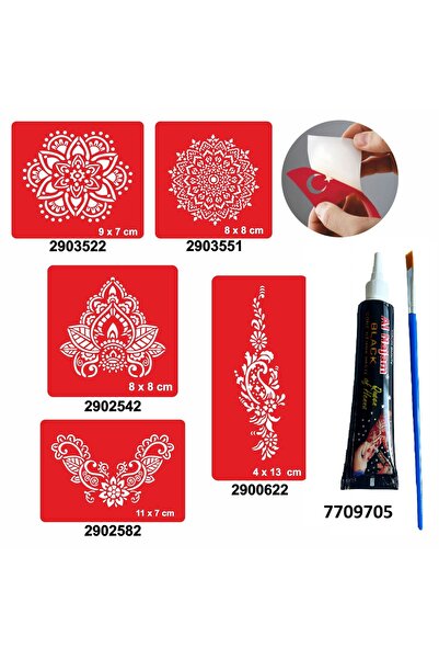 Airbrush Tattoo Büyük Mandala Desenleri Hint Kınası Ile Geçici Dövme Yapma Seti