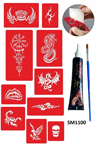 Airbrush Tattoo Efsane Tasarımlar Kınayla Geçici Dövme Kampanya Seti 1 Tüp Si...