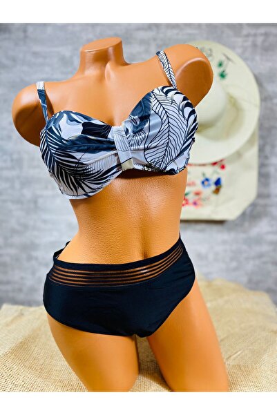 Intisimo Μαγιό, Δύο Τεμάχια, Ψηλόμεσο, Λευκό/Μαύρο - M