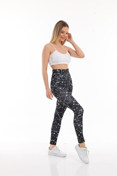 Intisimo Colanți sport cu talie înaltă, Slimfit, Univers, Negri - XL