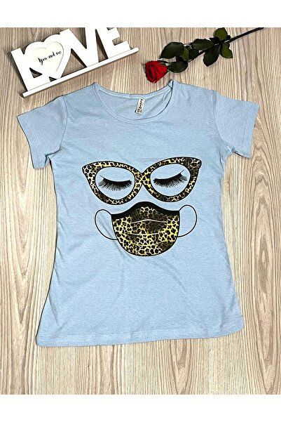 Intisimo Tricou de damă, 100% bumbac, imprimeu cu gene, albastru - S