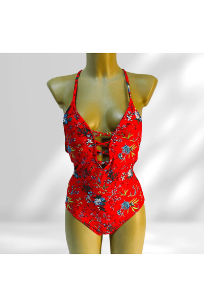 Intisimo Swimsuit, One-piece, Floral Print, Red - 36