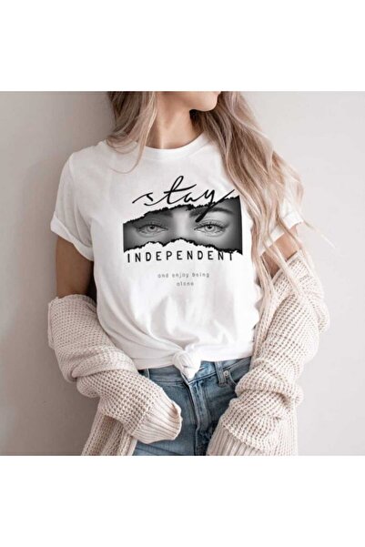 Intisimo Γυναικείο T-Shirt, Βαμβακερό, Stay Independent, Λευκό - L