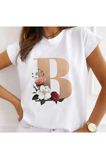 Intisimo Tricou damă, bumbac, litera B, alb - M