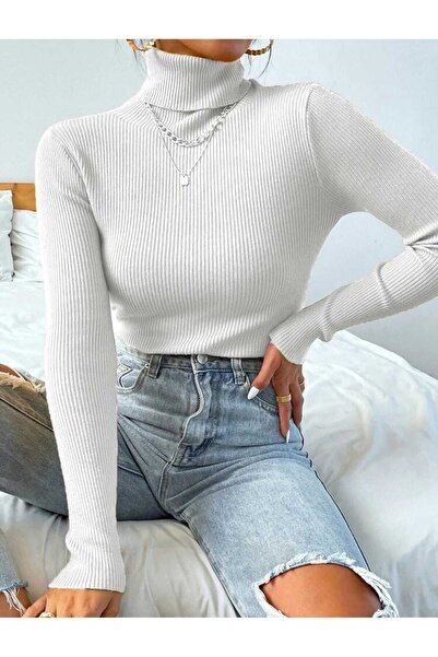 Intisimo Bluză, Costum, Slimfit, Tricotaj fin, Dungi subțiri, Viscoză, Alb - S-M