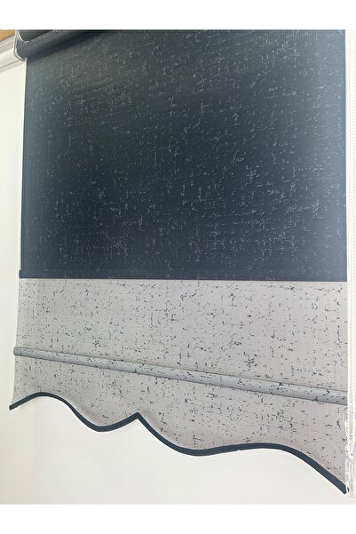 Binbirperde Çift Mekanizmalı Dilimli Kareli Desen Siyah Tül Siyah Stor Alumin...