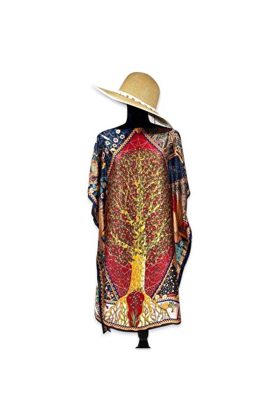 Intisimo Φόρεμα θαλάσσης, παρεό, μετάξι και βισκόζη, κόκκινο/μπλε/κίτρινο