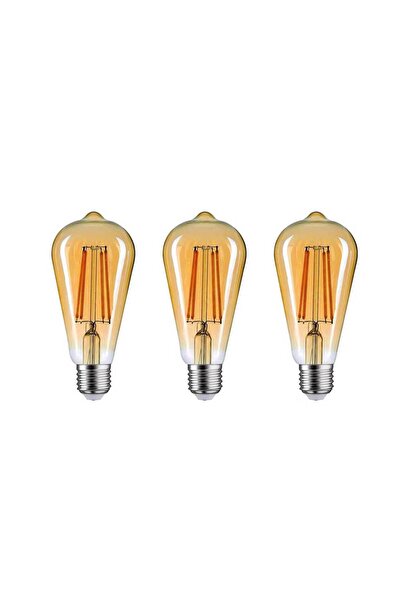 Genel Markalar STA64 LED Filament Ampul 3 ADET 4.8W 540 Lümen E27 Duy Sarı Işık (2700K)