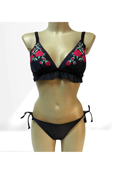 Intisimo Swimsuit, Two Pieces, Flowers, Black/Red - S