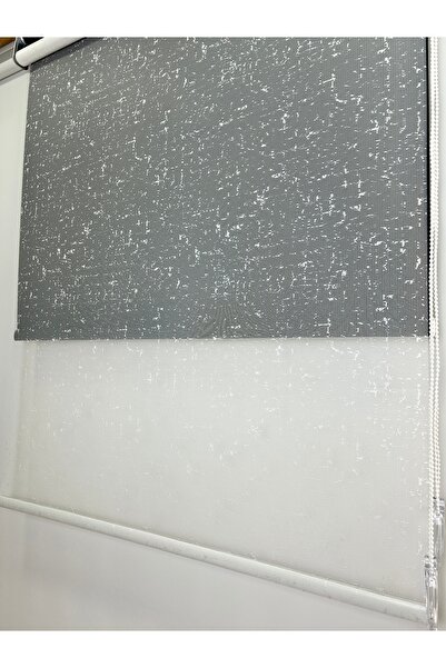 Binbirperde Çift Mekanizmalı Kareli Desen Krem Tül Siyah Stor Aluminyum Siste...