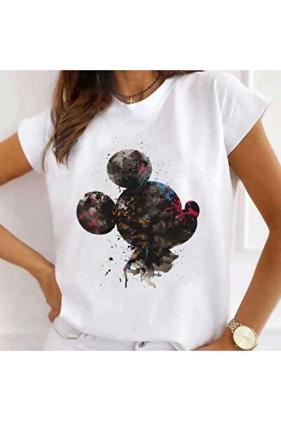 Intisimo Tricou damă, bumbac, Mickey în acuarelă, alb - L