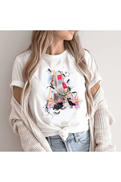 Intisimo Γυναικείο T-shirt, Βαμβακερό, Makeup World, Λευκό - S
