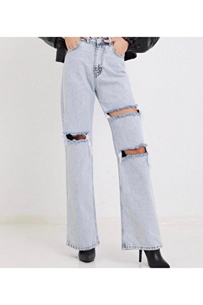 Intisimo Women's High Waist Flared Jeans, Light Blue - Size 40 (US 29)