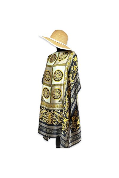 Intisimo Φόρεμα θαλάσσης, Παρεό, από μετάξι και βισκόζη, μαύρο/κίτρινο/μπεζ