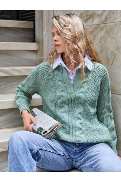 ikomteks Shirt Collar Knitwear Sweater