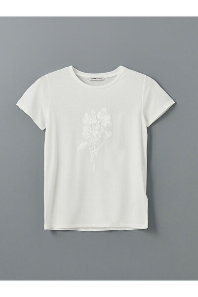 LC Waikiki Crew Neck Floral Combed Cotton Embroidered Women's T-Shirt