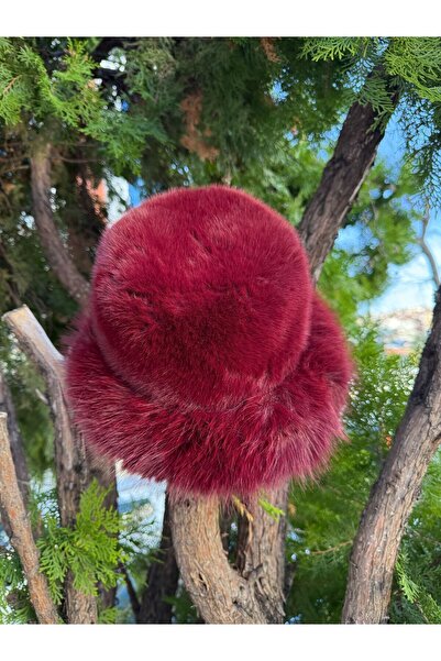 Axesoire 14623-1 Peluş Bordo Kalpak Şapka