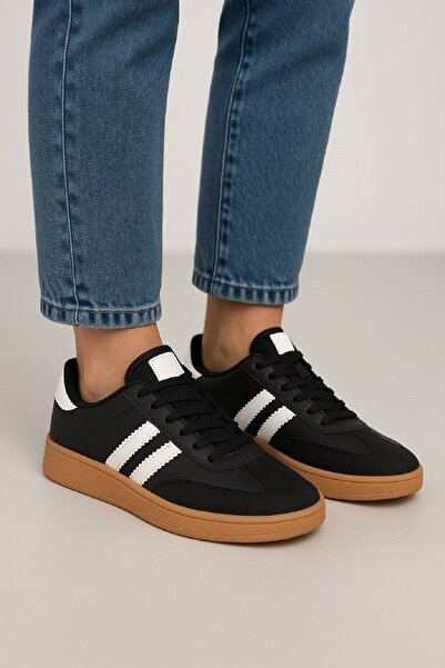 AyakkabıZ Unisex Women Men Girls Children Striped Anatomical Comfortable Sole Casual Sneaker Sports Shoes Black