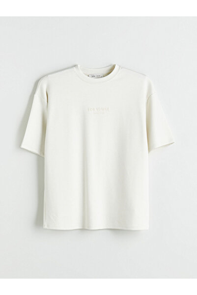 LC Waikiki Tricou de damă oversize cu imprimeu cu guler rotund