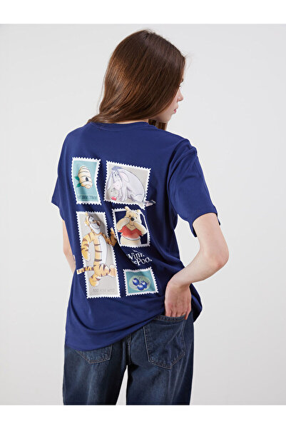 LC Waikiki XSIDE Navy okrugla kragna Winnie the Pooh Štampano ženska majica