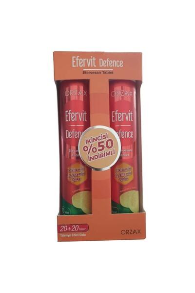 Orzax Efervit Defence C Vitamini D3 Vitamini Ve Çinko 2 X 20 Efervesan Tablet